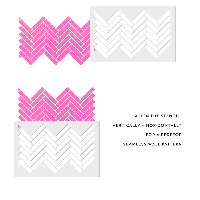 Diagonal Herringbone Tile Pattern Wall Stencil