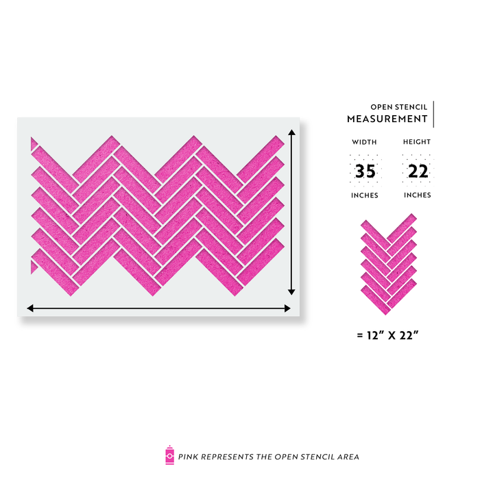 Diagonal Herringbone Tile Pattern Wall Stencil