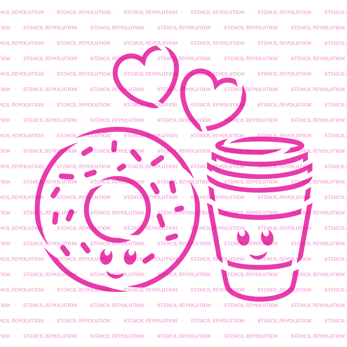 Donut And Coffee Cookie Stencil