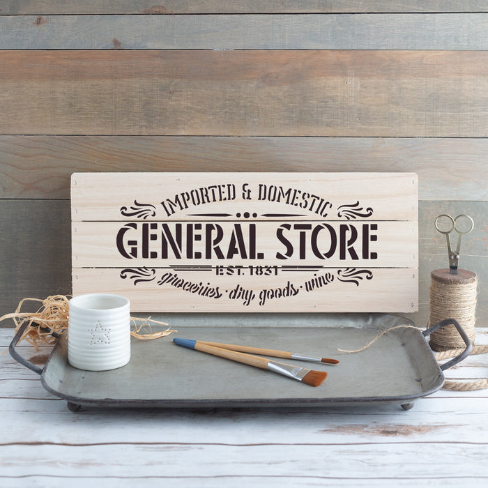 General Store Groceries Goods Wine Sign Stencil
