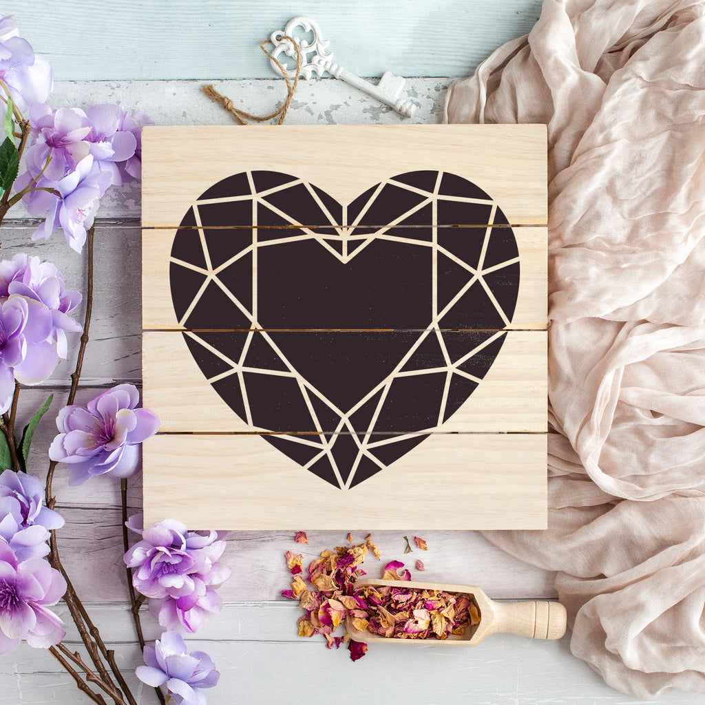 Geometric Heart Stencils - Stencil Revolution