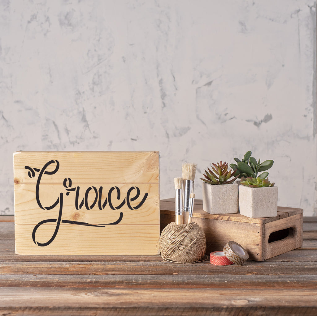 Traditional Grace Script Grace Script Stencils - Stencil Revolution