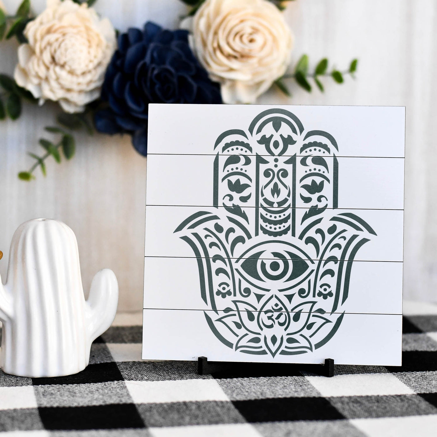 Hamsa Palm Mandala Stencil - Reusable Decor Stencil in Various Sizes