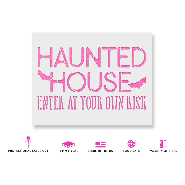 Haunted House Bats Stencil