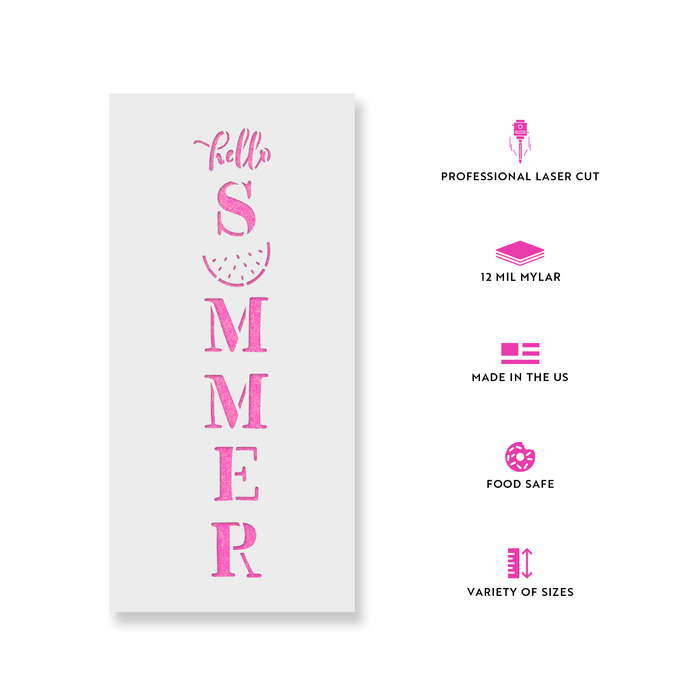Hello Summer Vertical Sign Stencil