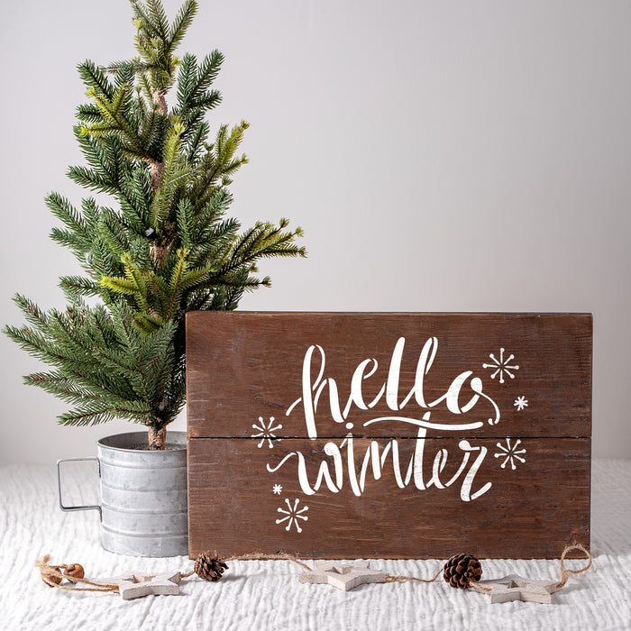 Hello Winter Snowflakes Stencil