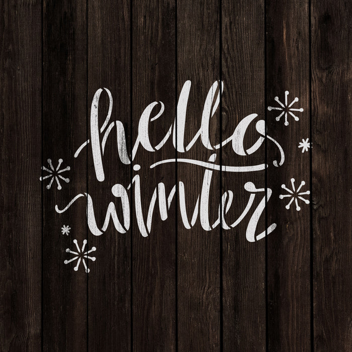 Hello Winter Snowflakes Stencil