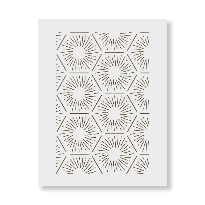 Hexagon Burst Pattern Wall Stencil