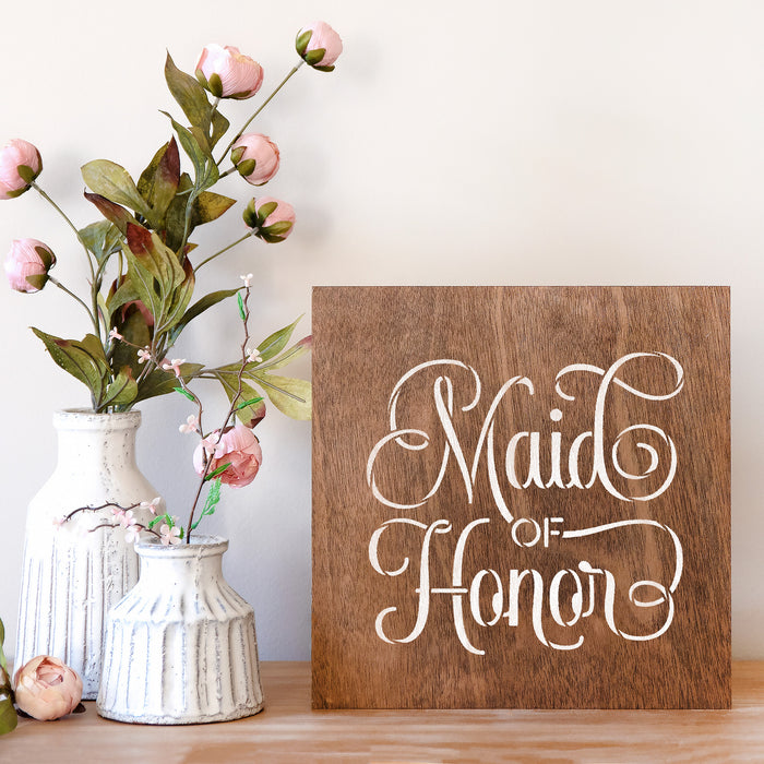 Maid Of Honor Wedding Label Stencil