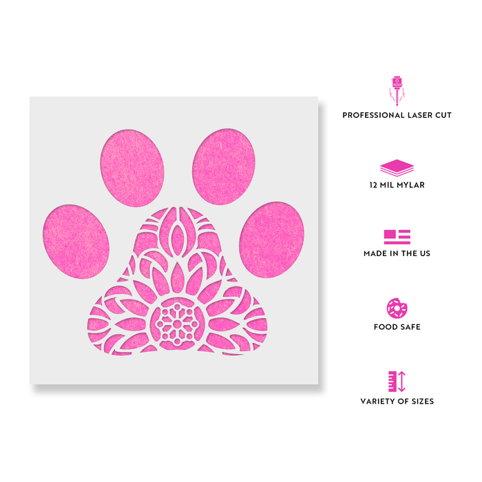 Mandala Dog Paw Print Stencil