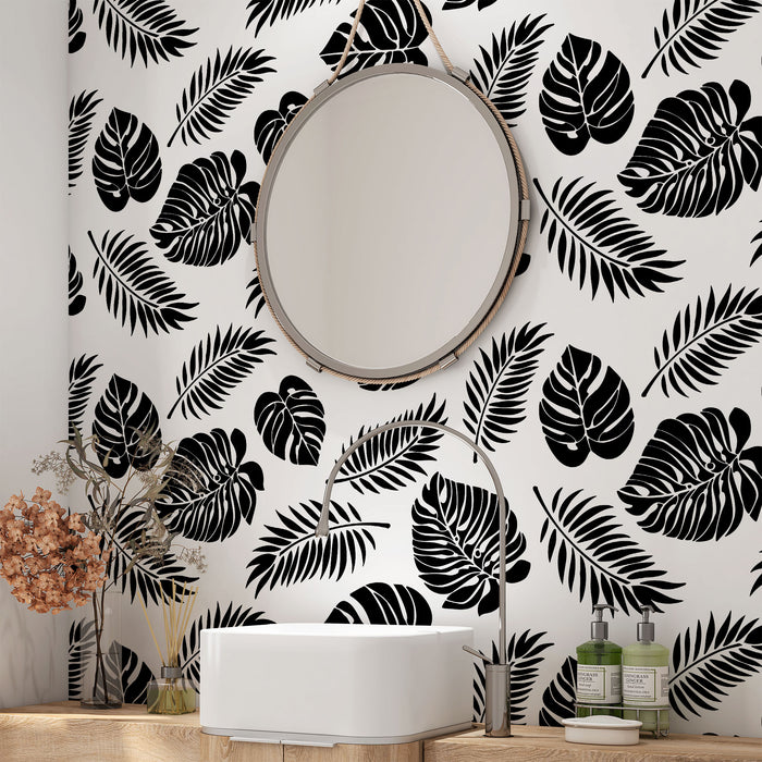 monstera plant stencil Monstera Leaves Pattern Wall Stencil