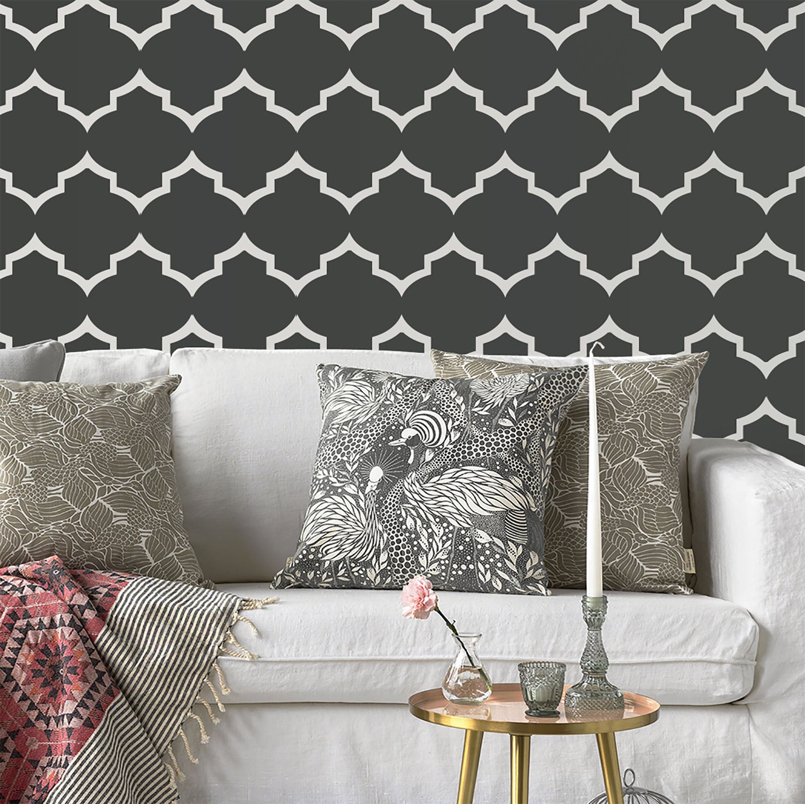 Moroccan Stencil PEARL Large Wall Painting Stencil Moroccan Pattern