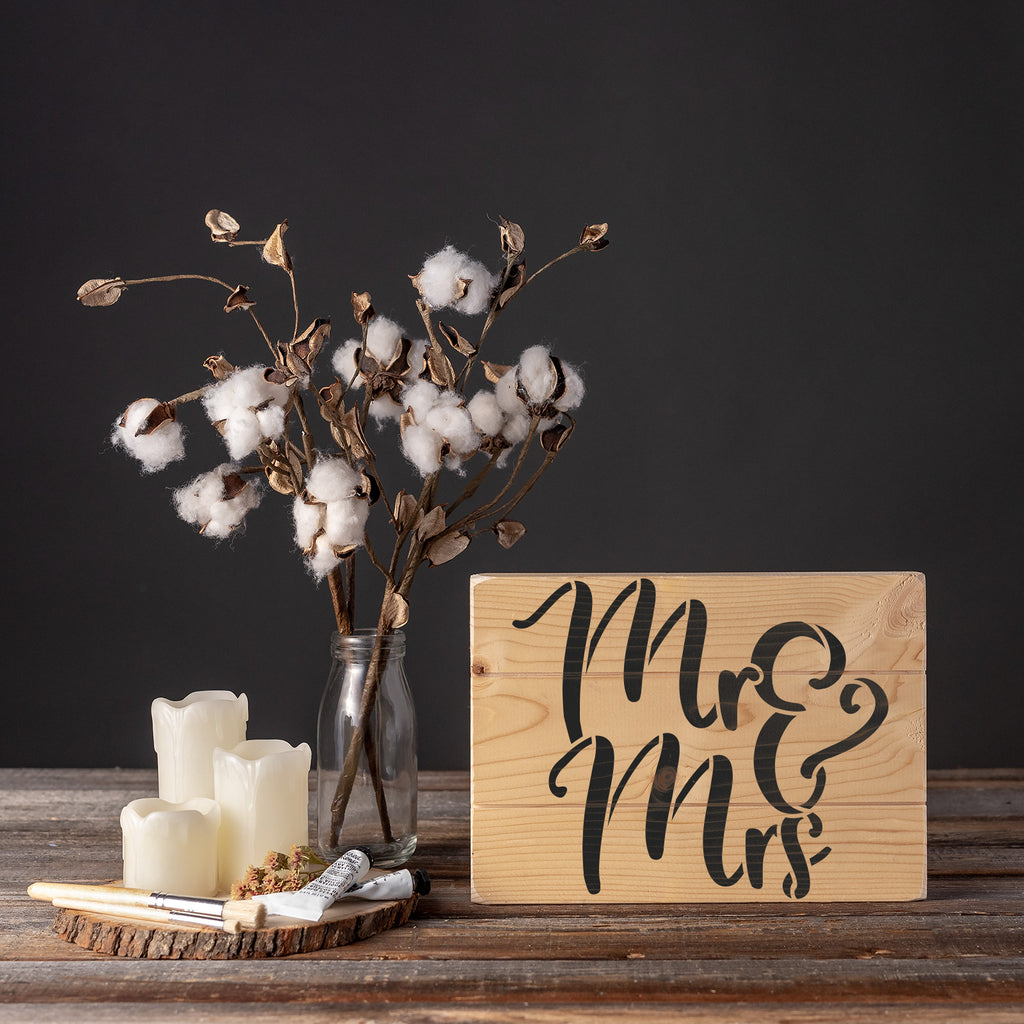 Mr And Mrs Script Stencil