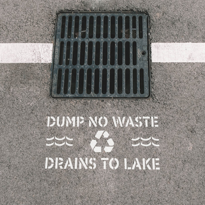 No Dumping Drains to Lake Stencil