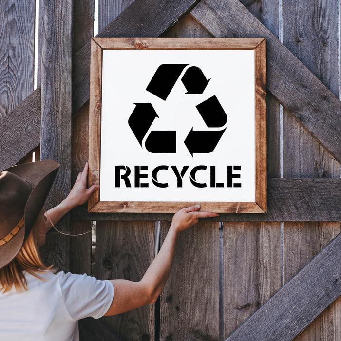 Recycle With Text Stencil, Large and small size recycle stencils