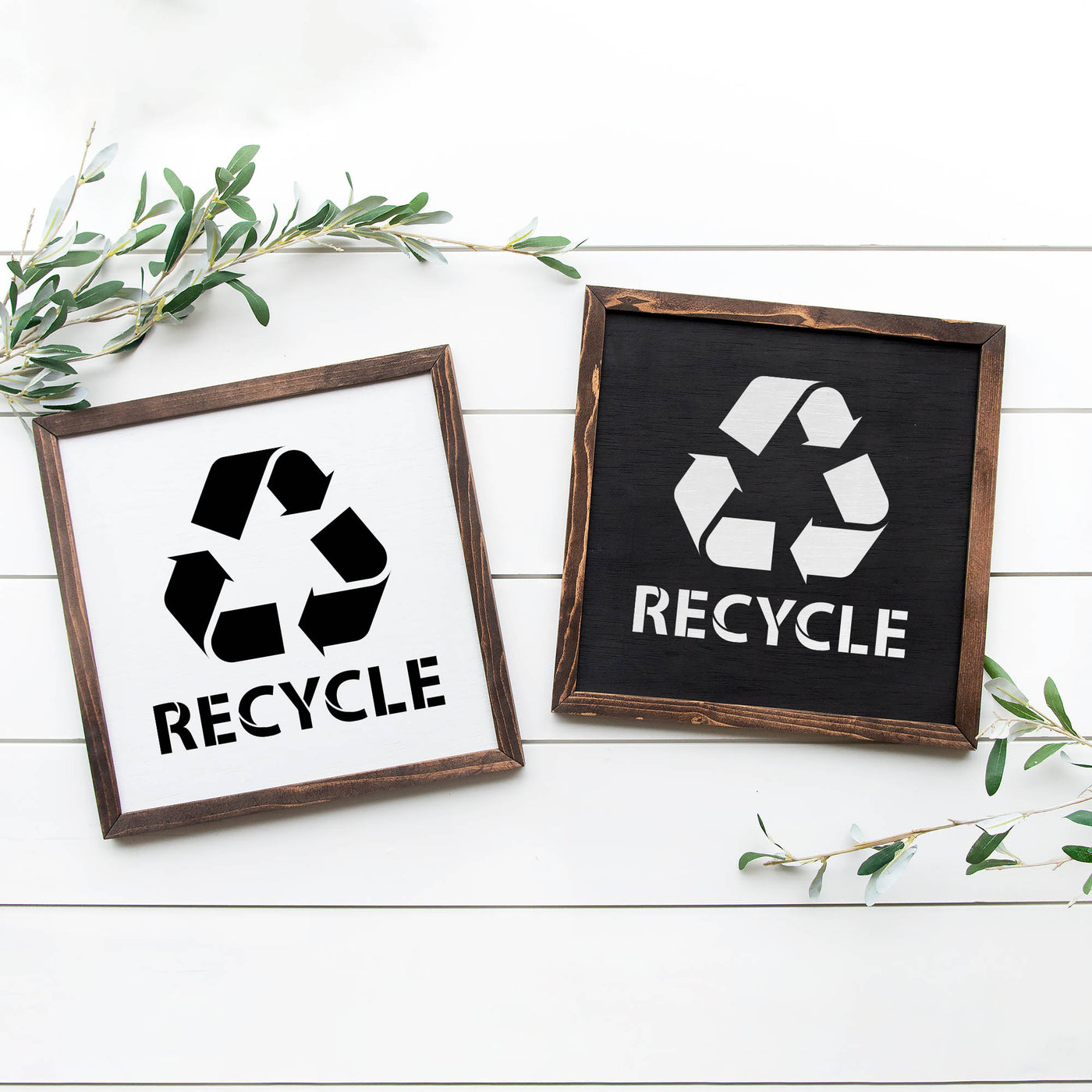 Recycle With Text Stencil, Large and small size recycle stencils