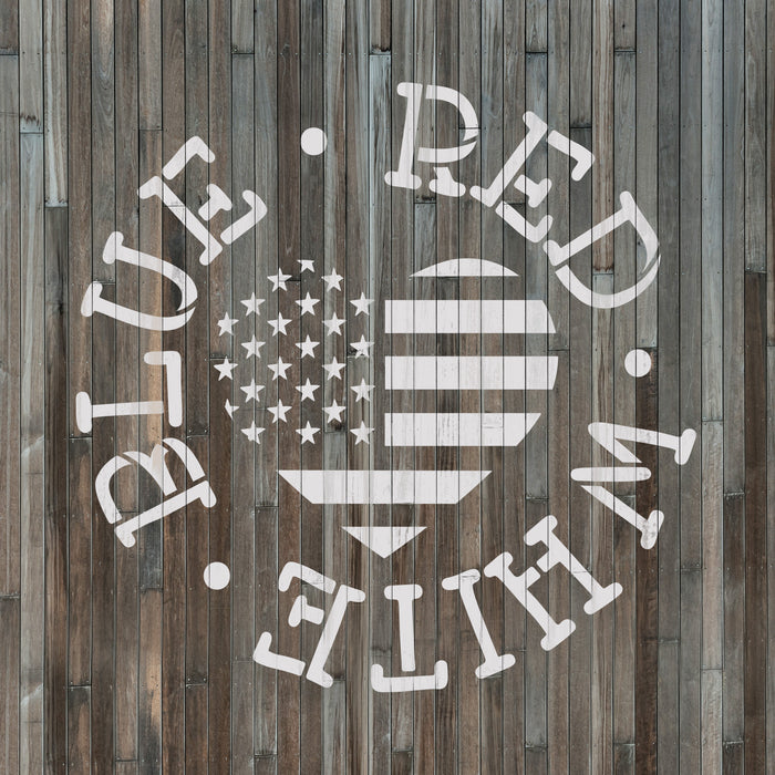 Red White And Blue American Flag Heart Stencil