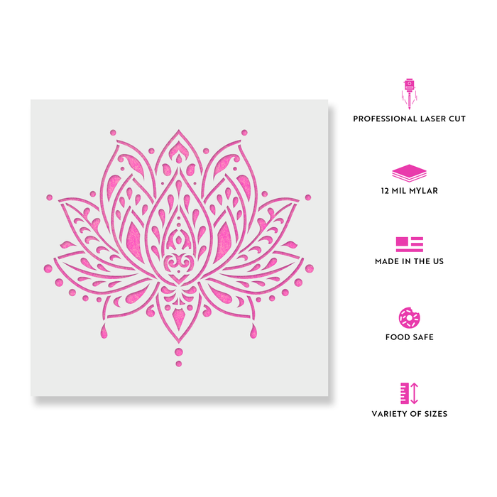 Sacred Lotus Flower Stencil