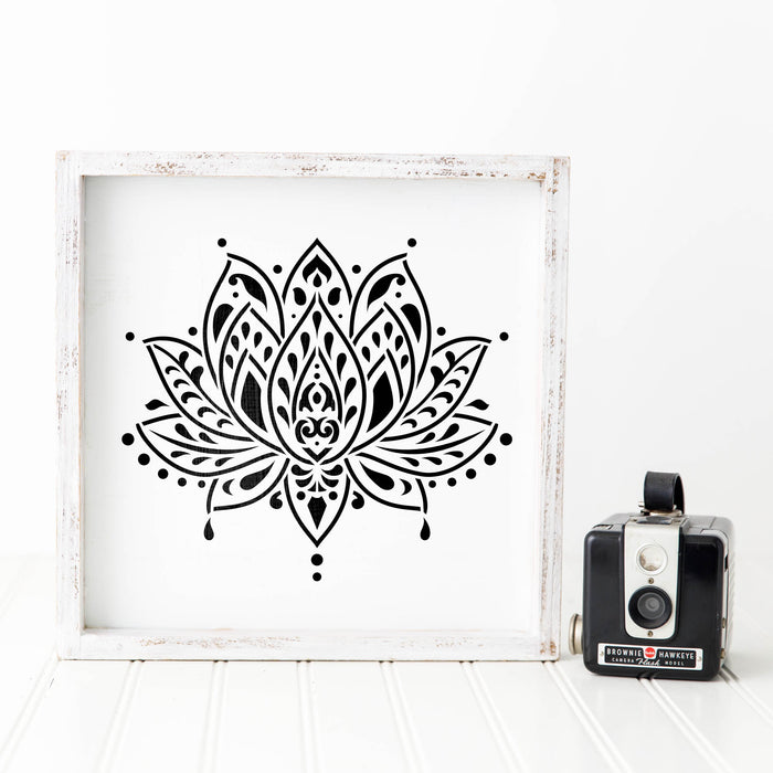Sacred Lotus Flower Stencil