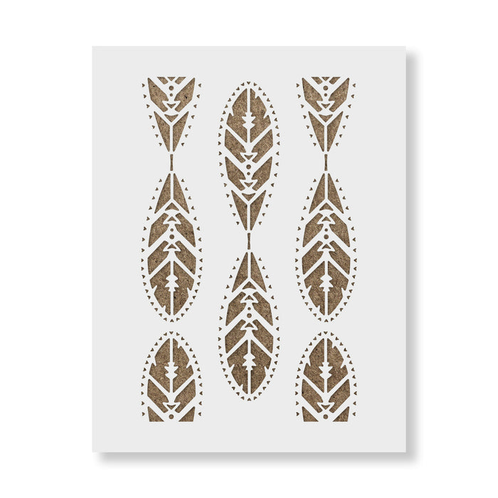 Tribal Paddle Pattern Wall Stencil