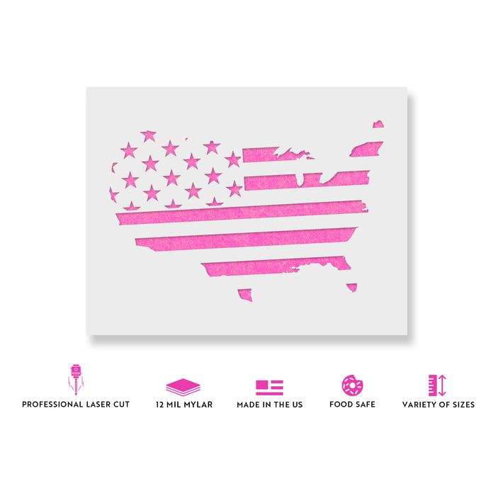 United States Map Flag Stencil