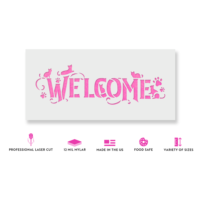 Welcome Cat Sign Stencils - Stencil Revolution