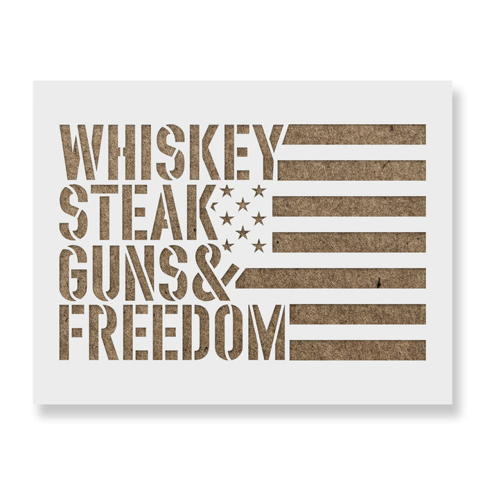 Whiskey Steak Guns American Flag Stencil