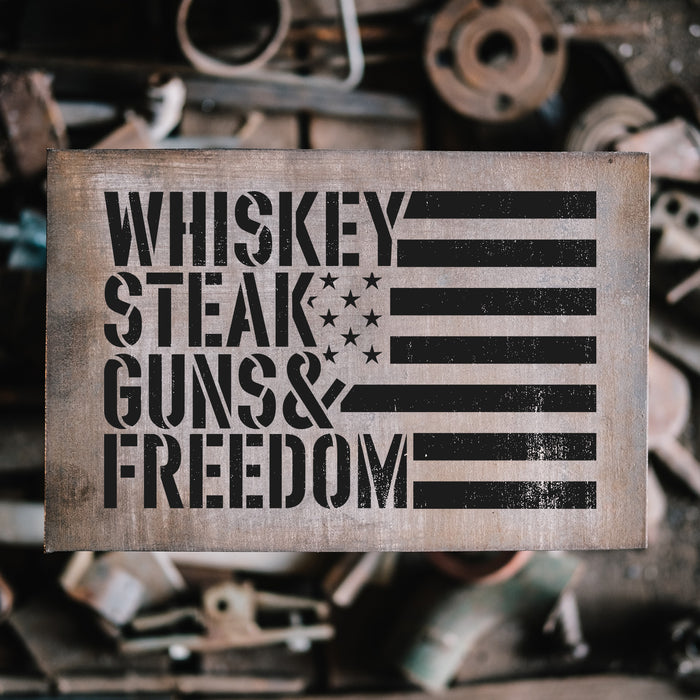 Whiskey Steak Guns American Flag Stencil
