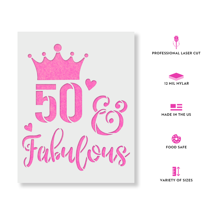 50 And Fabulous Birthday Stencil