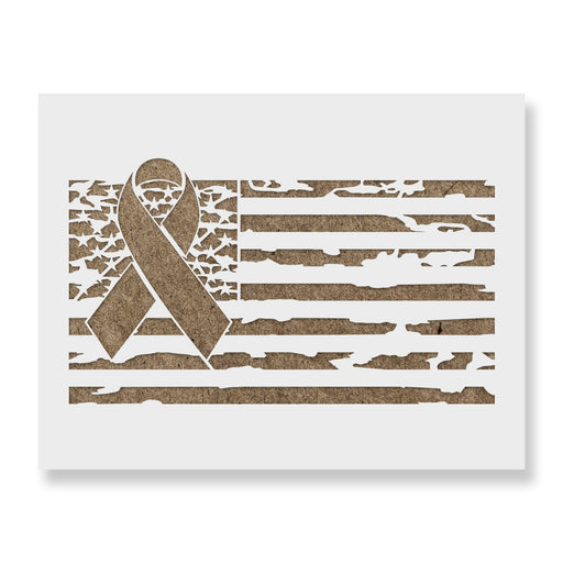 American Flag Cancer Ribbon Stencil