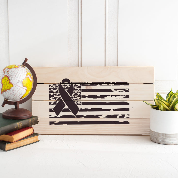 American Flag Cancer Ribbon Stencil