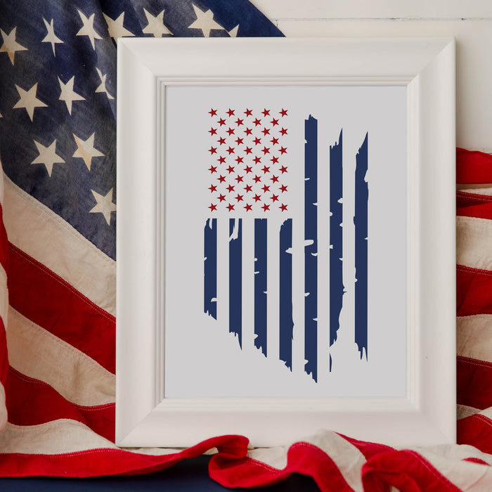 American Flag Distressed Stencil