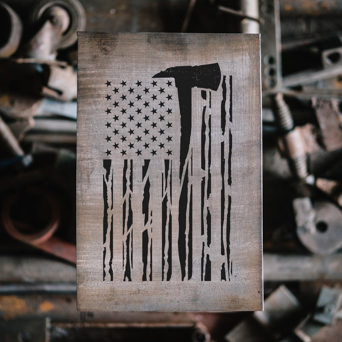 American Flag Firefighter Stencil