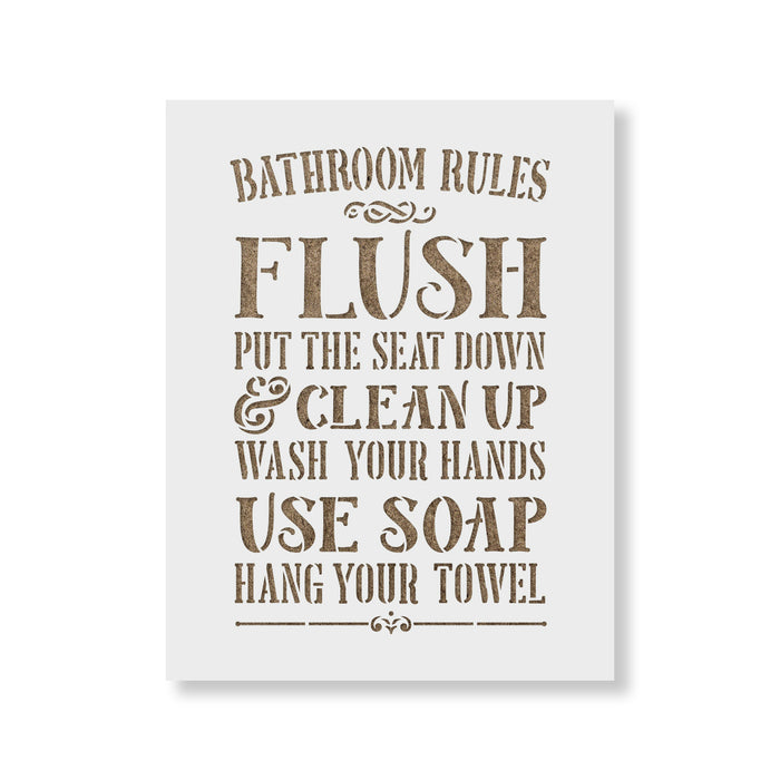 Bathroom Rules Bathroom Sign Stencil
