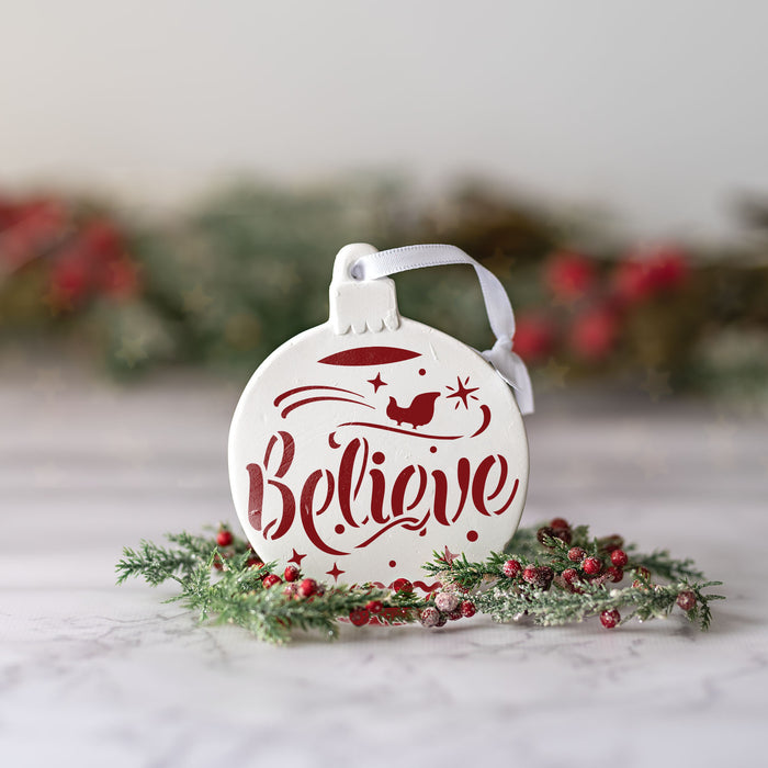 Believe Christmas Ornament Stencil