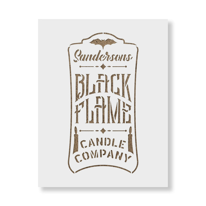Black Flame Candle Label Stencil