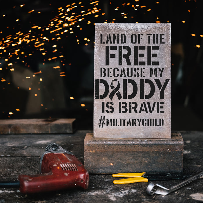 Brave Daddy Military Child Patriotic Stencil