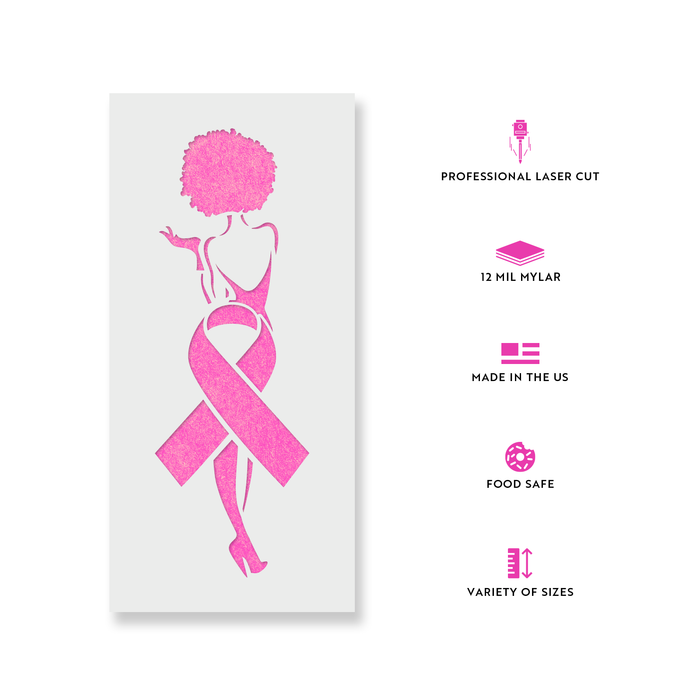 Breast Cancer Ribbon Dress Stencil