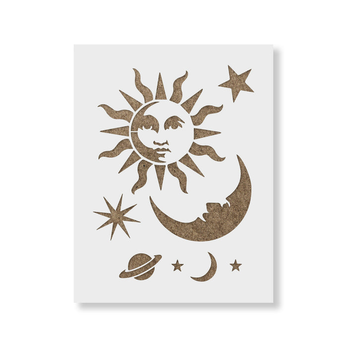 Celestial Sun and Moon Stencil