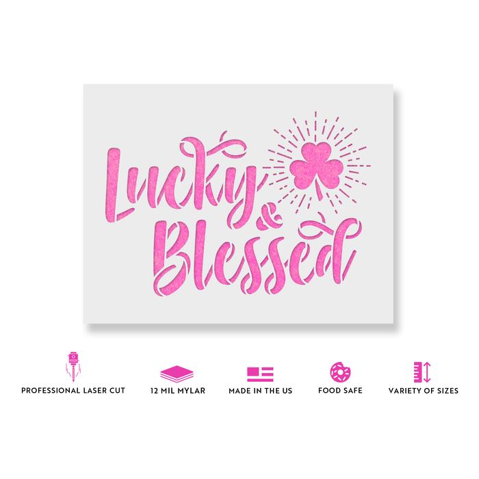 Clover Lucky And Blessed Irish Stencil