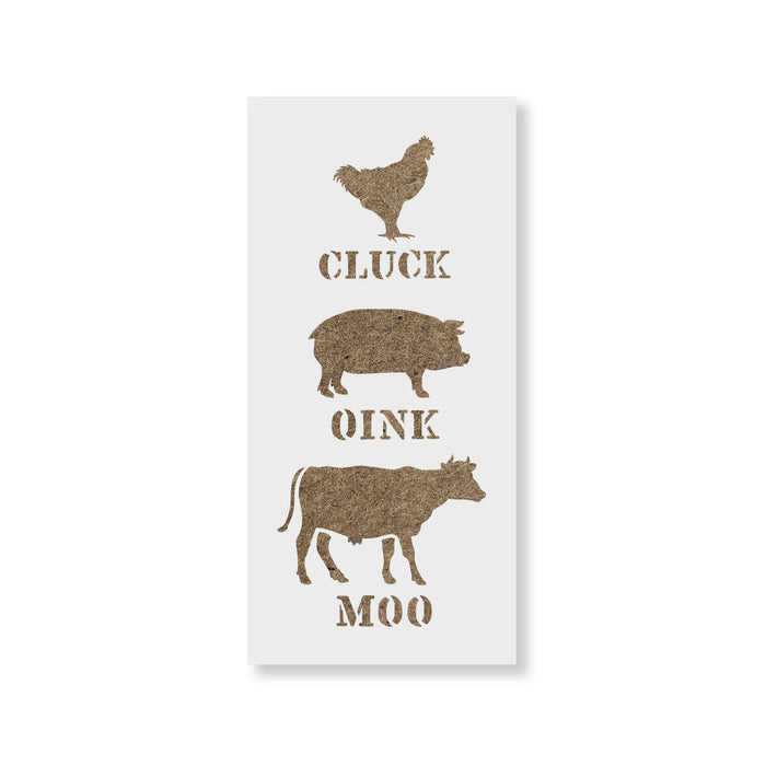 Cluck Oink Moo Stencil