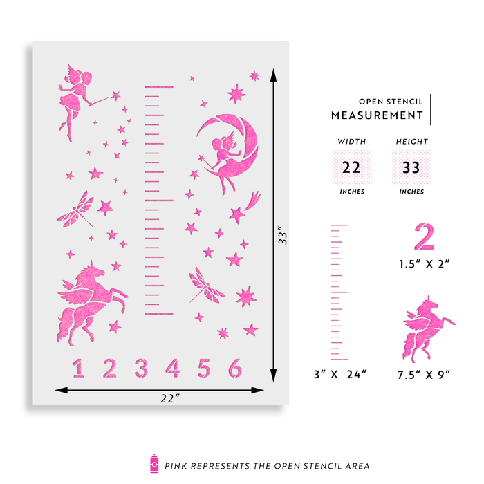 Fairy Unicorn Growth Chart Stencil