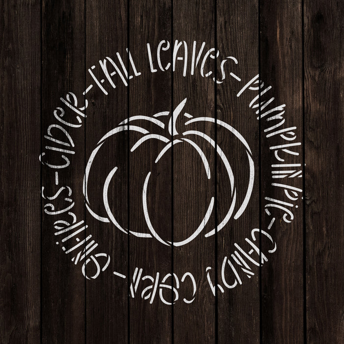 Fall Word Circle Pumpkin Stencil