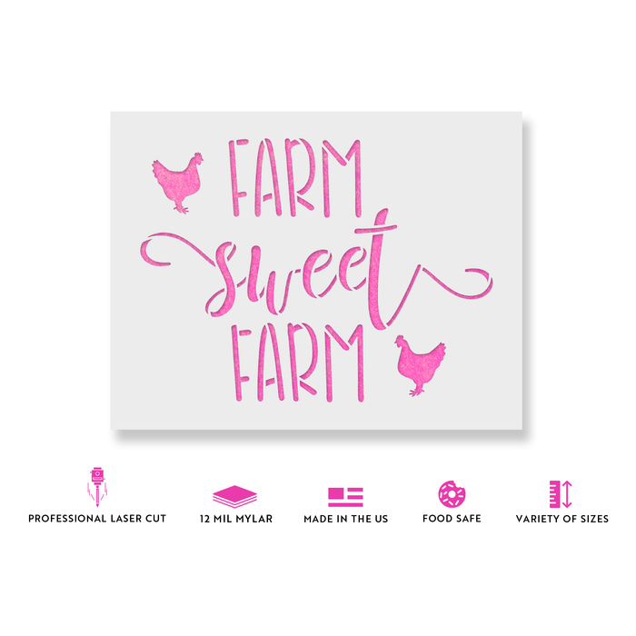 Farm Sweet Farm Farmhouse Chicken Sign Stencil