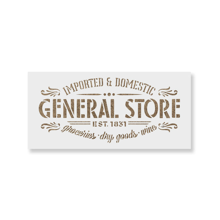 General Store Groceries Goods Wine Sign Stencil