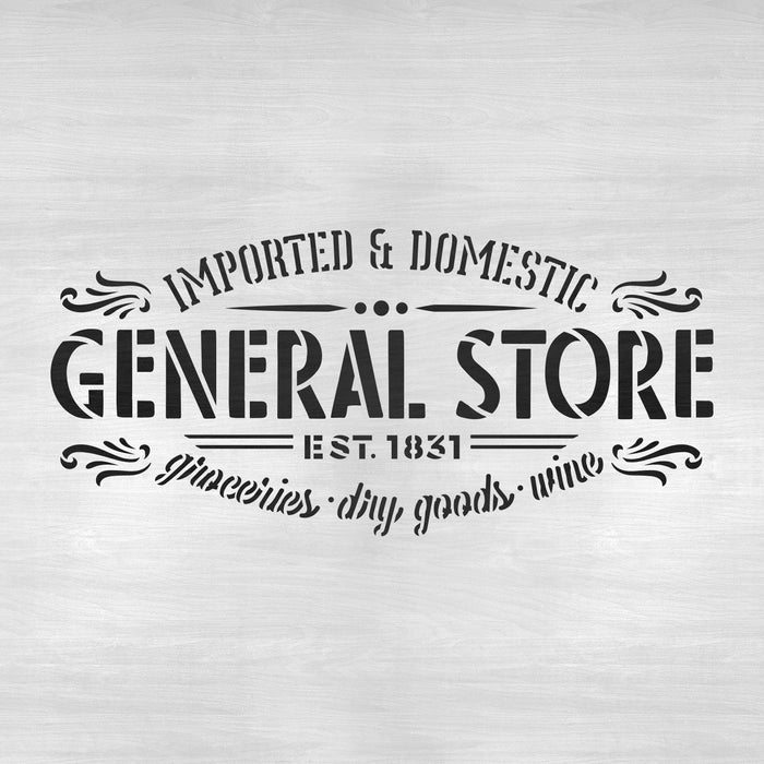 General Store Groceries Goods Wine Sign Stencil