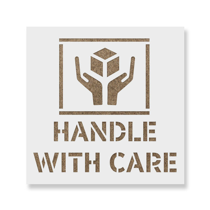Handle With Care Symbol Stencil