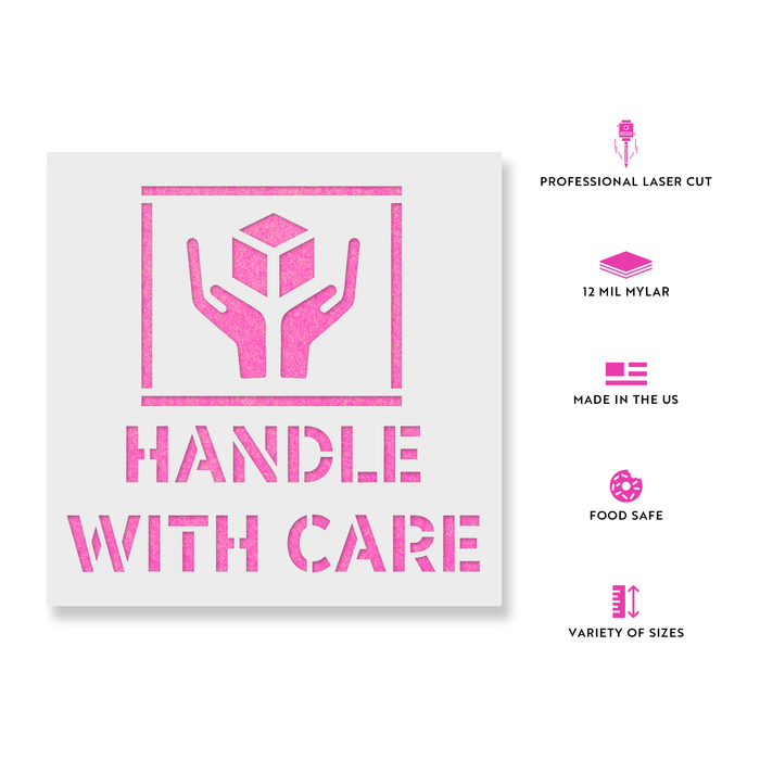 Handle With Care Symbol Stencil