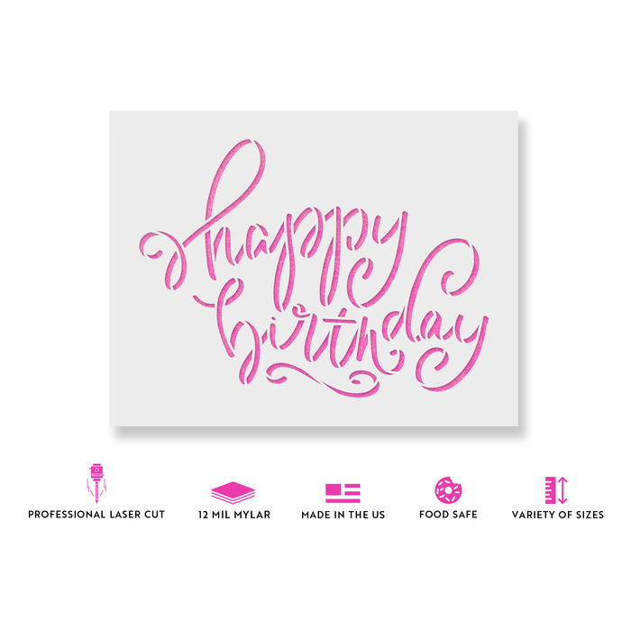 Happy Birthday Script Stencil