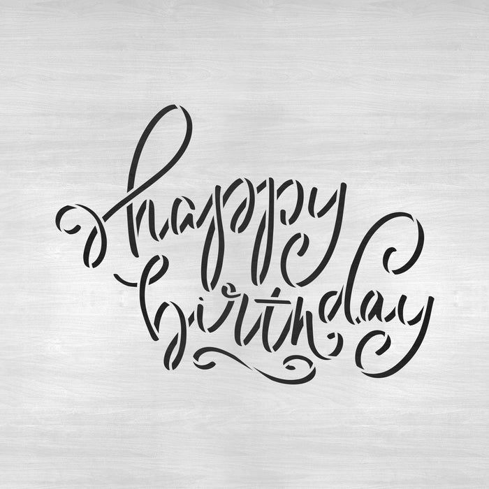 Happy Birthday Script Stencil